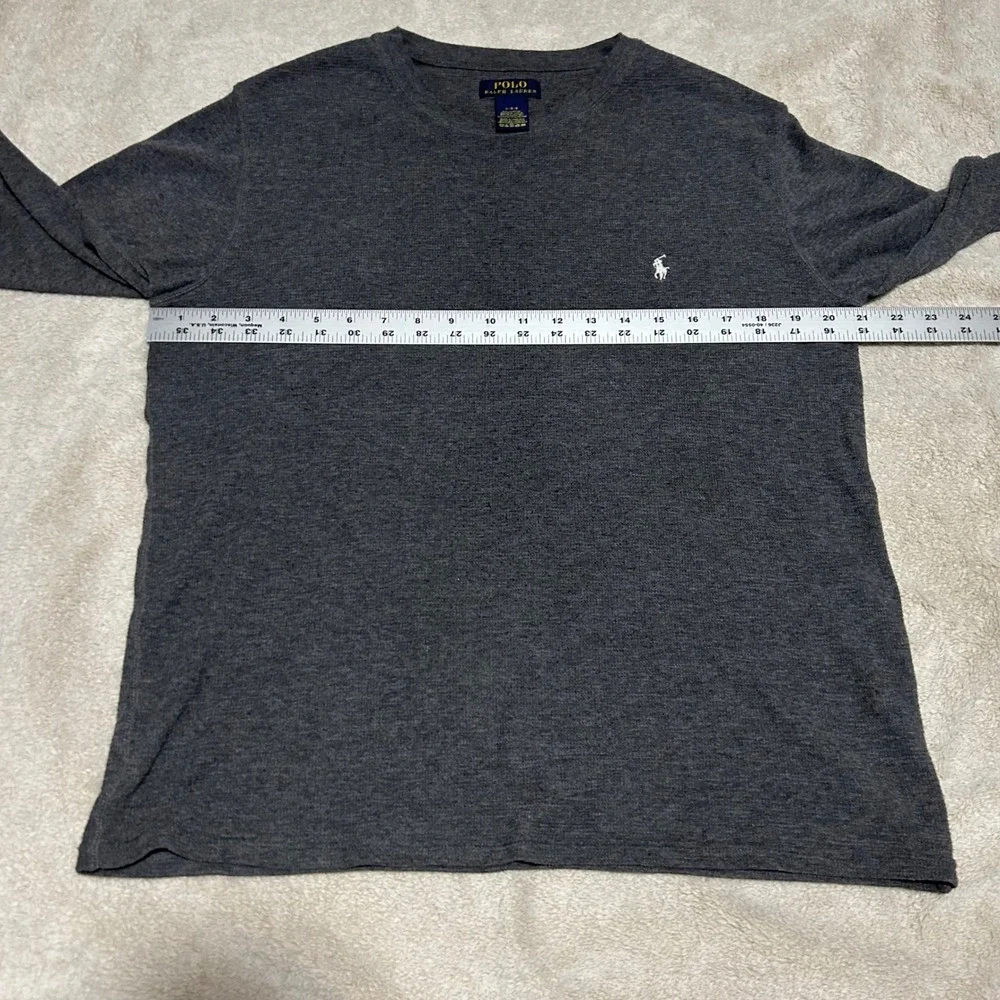 Polo Ralph Lauren Waffle Knit Thermal Mens Large Grey Long Sleeve Pony Logo